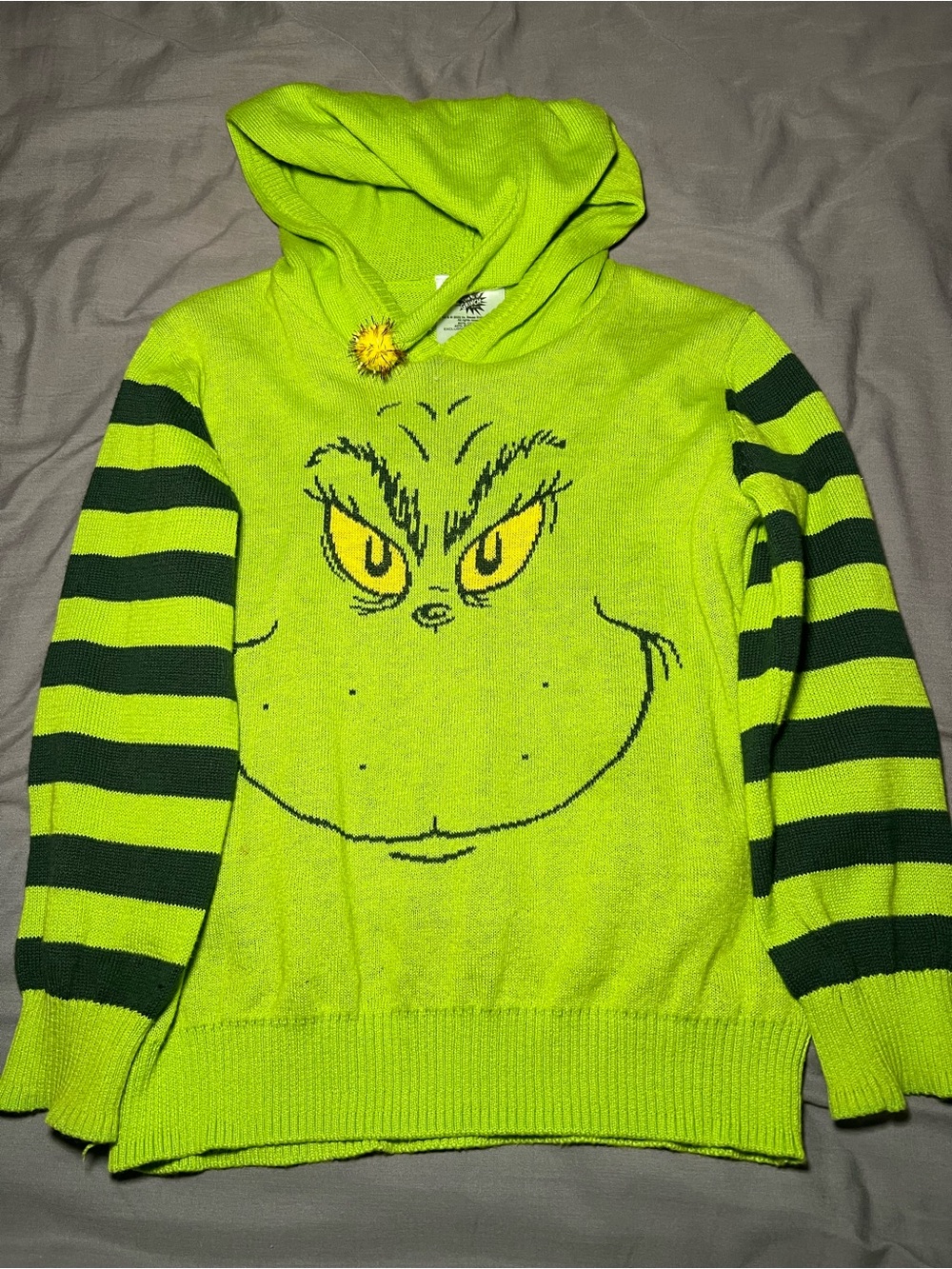 Toddler Grinch Face Hoodie Sweater